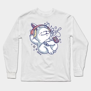 Cute bunny rabbit with headphones listening to the music and vibing Long Sleeve T-Shirt